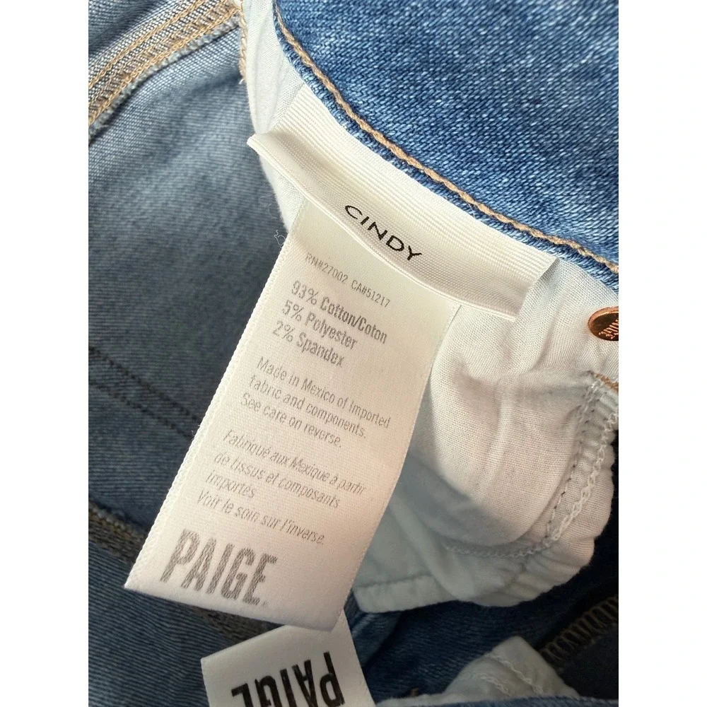 Paige‎ Cindy High Rise Straight Leg Distressed Blue Jeans Size 28